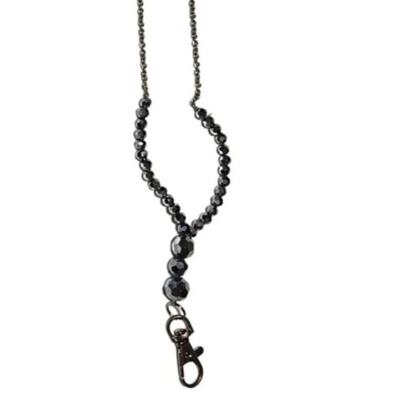 Elegant Faceted Black Silver Beaded Chunky Chain Necklace Fashion Jewelry Women - Picture 1 of 10